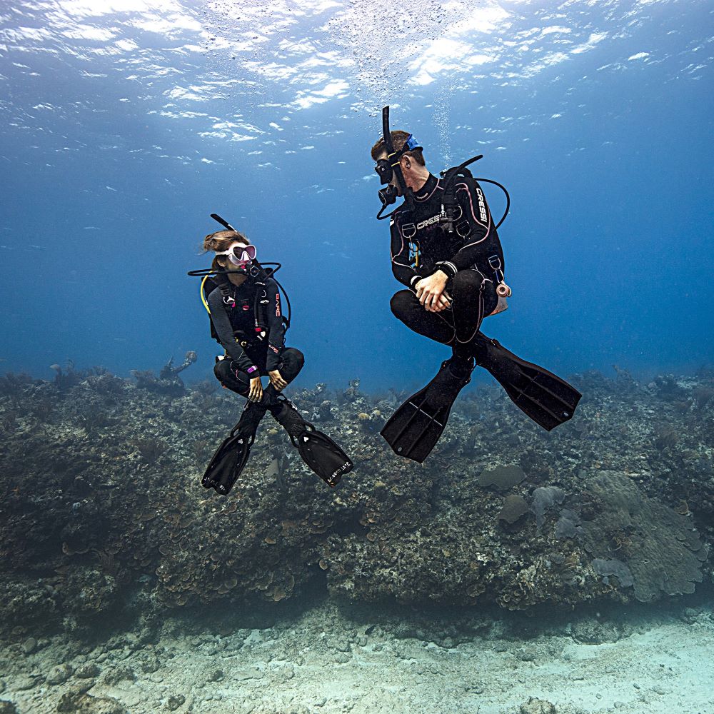 Diver learning to improve technique and comfort