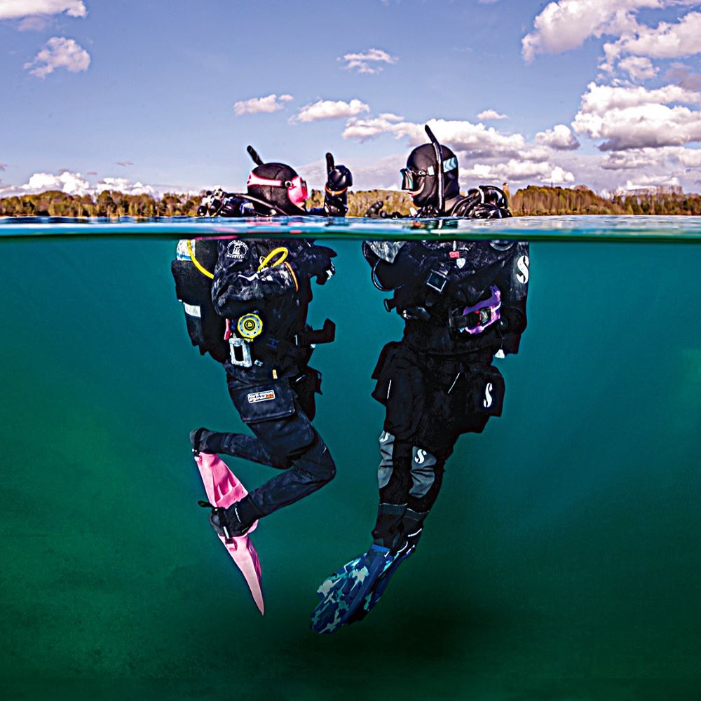 Rental scuba equipment laid out for a class