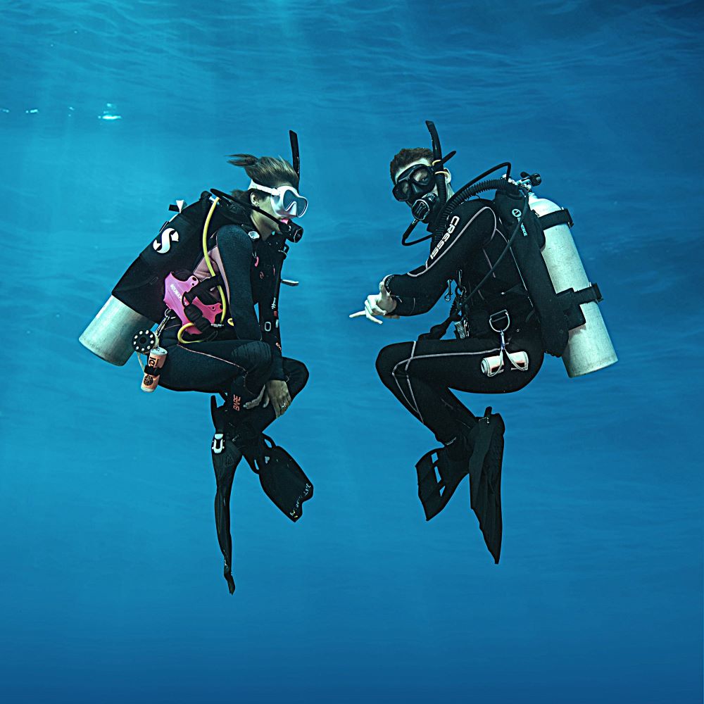 Diver hovering comfortably underwater